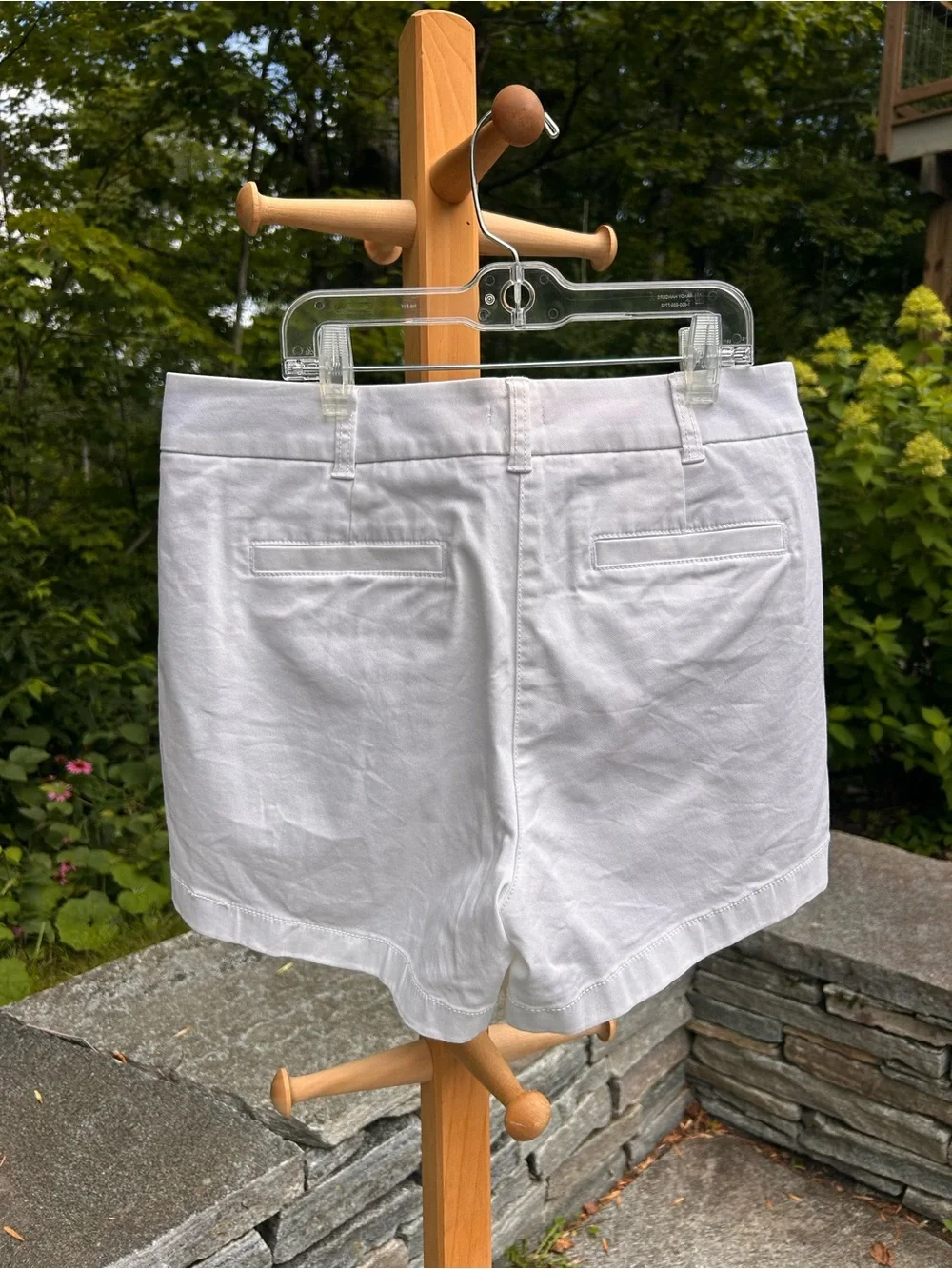 J. Crew White Casual Shorts with Blue Pinstripe Waistband